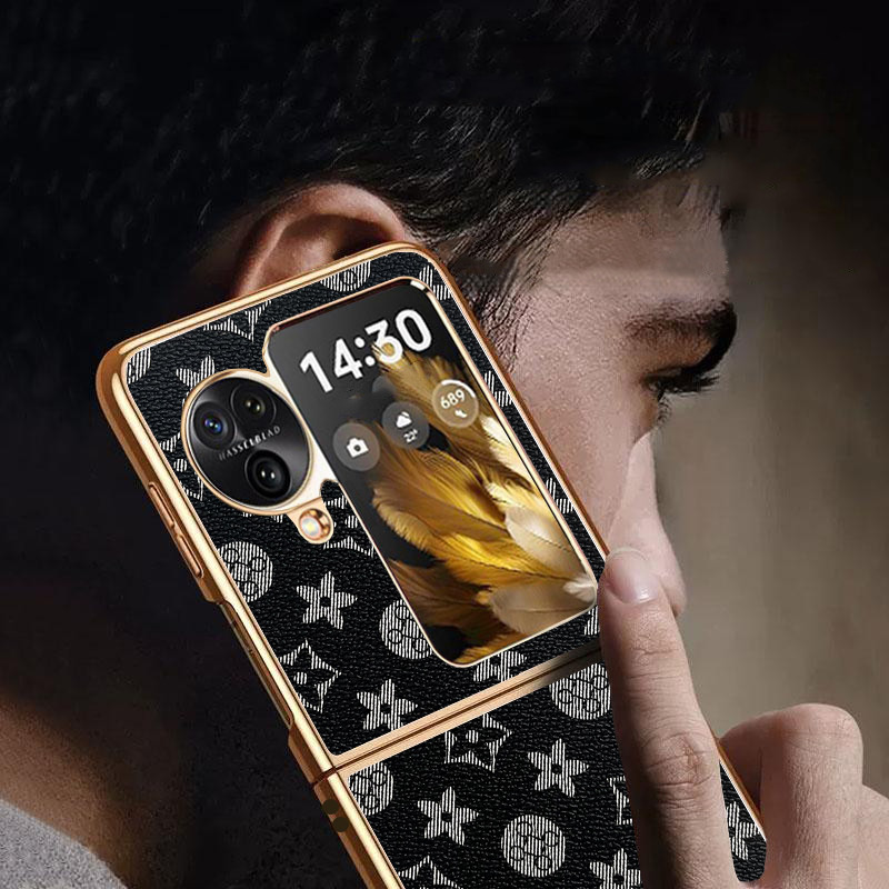 Ốp YJD Cho OPPO Find N3 Flip N2 Flip Thời Trang Cổ Điển Thời Trang Da Mạ Điện Cạnh Chống Rơi Vỏ Điện Thoại
