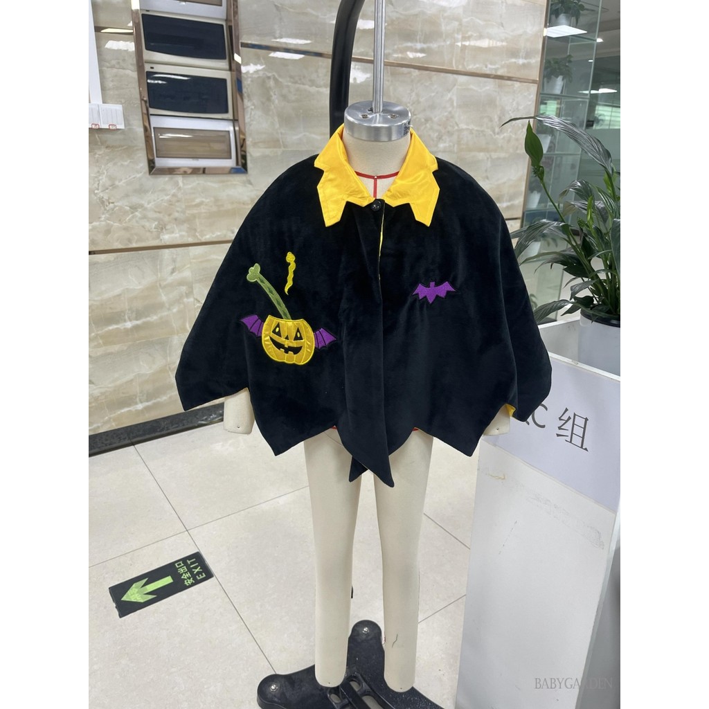 2-6years Trẻ Em Bé Halloween Phù Thủy Trang Phục Sáng Tạo Bí Ngô Thêu Mũi Có Mũ Cho Poncho Tiệc Lạ Mắt Cosplay