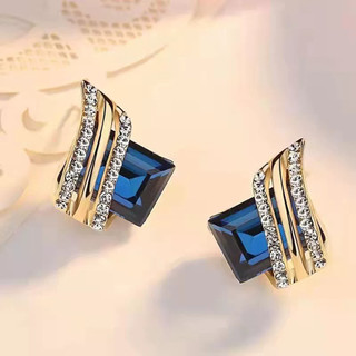 Trang sức bông tai hình học độc đáo phong cách châu Âu và Mỹ, đính kim cương thời trang