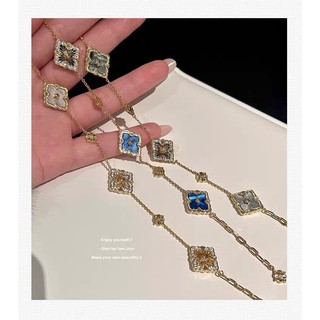 Vòng tay cỏ 4 lá hai mặt nhẹ, phong cách cổ điển sang trọng, kích thước điều chỉnh được