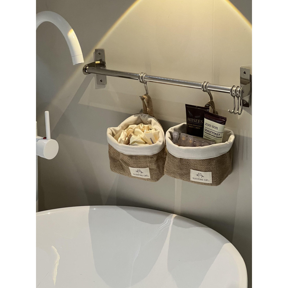 Washstand Giá Để Đồ Túi Treo Hộp Bảo Quản Thép Không Gỉ Mỹ Phẩm Giỏ Giỏ Vải Vệ Sinh Phòng Tắm Nhà Vệ Sinh Nhà Vệ Sinh