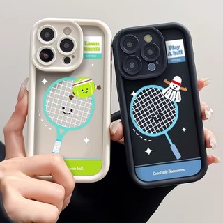 Phim Hoạt Hình Dễ Thương Vợt Tennis Cầu Lông Cặp Đôi Ốp Lưng Điện Thoại Samsung Galaxy A07 A17 A06 A16 A26 A36 A56 5G A03 Core Mềm Chống Sốc TPU