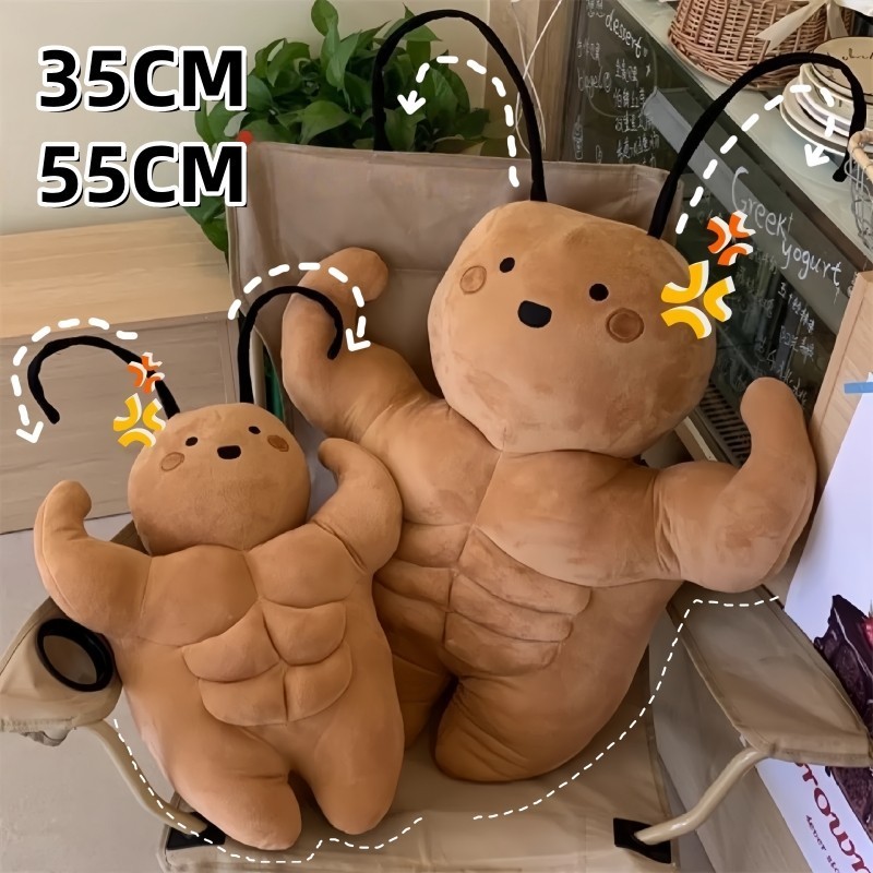 Gấu Bông Dễ Thương Cơ Bắp Gián Lớn, Búp bê cơ bụng ngộ nghĩnh, 35/55cm, Đồ Chơi Sáng Tạo