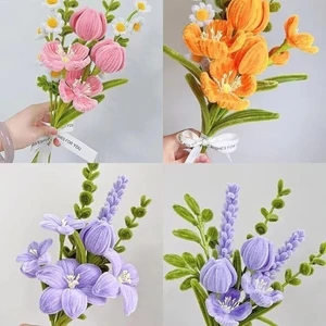 Tím Twist Stick Bó Hoa Handmade diy Chất Liệu Gói Hoa Tulip Lily Poppies Giữ Bảo Quản Bộ Hoa 46XP