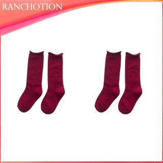 2 / 3 / 5 Mùa Đông Thu Đông Trẻ Em Trẻ Em Màu Trơn Tất Màu Kẹo Cho Bé Dài Tất Tập Đi Cotton Rời Cao