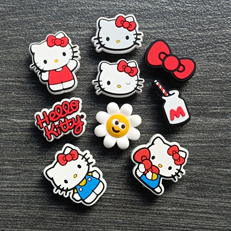 Hellokitty Phụ Kiện Giày Lỗ Dễ Thương Hoa, Thích Hợp Cho Crocs, Khóa Giày DIY, Có Thể Tháo Rời, Trang Trí