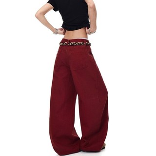 Dichuangzhe Quần Jean Dao Cong mới cho nam nữ, phong cách đường phố cổ điển kiểu Mỹ, chất lượng cao với màu đỏ tươi sáng và thiết kế độc đáo.