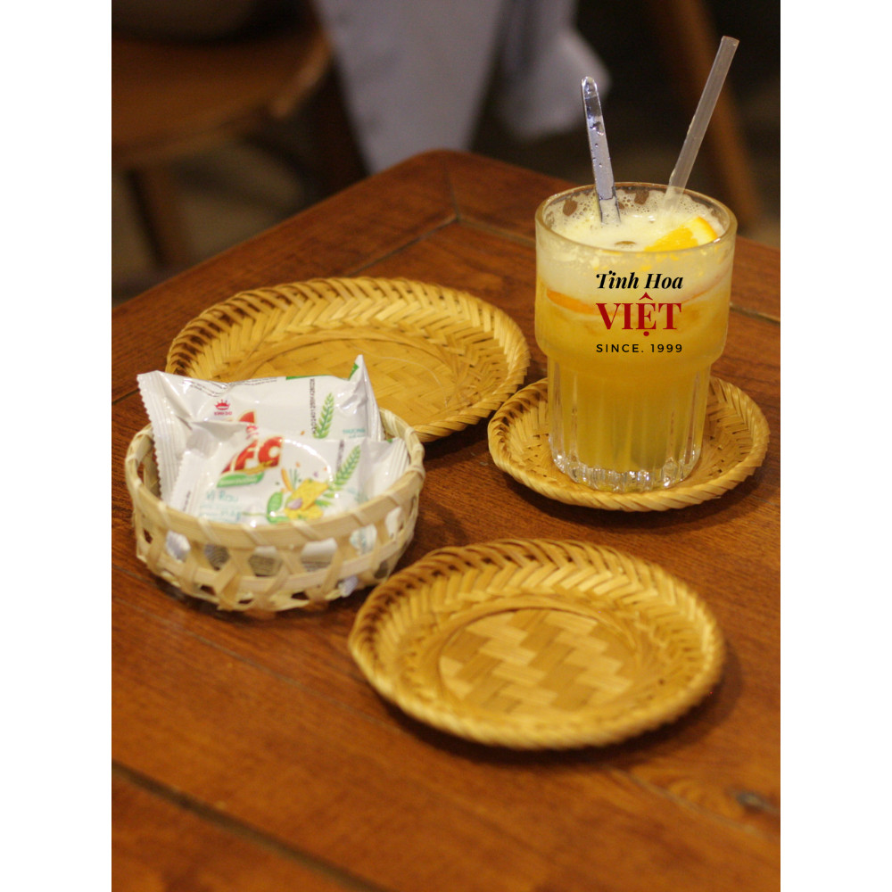 Đĩa tre hun khói chống mốc đựng hướng dương, hoa quả phục vụ nhà hàng, cafe Tinh Hoa Việt