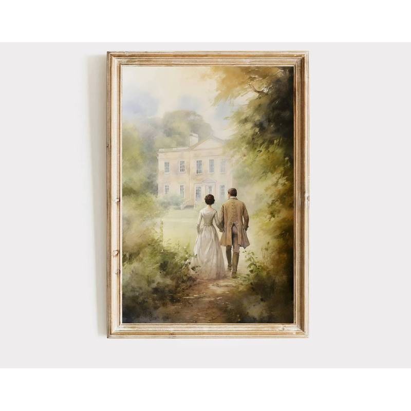 Tranh sơn dầu in tranh sơn dầu tự hào và định kiến Elizabeth Bennet và Mr Poster mục vụ Darcy trang trí nhà