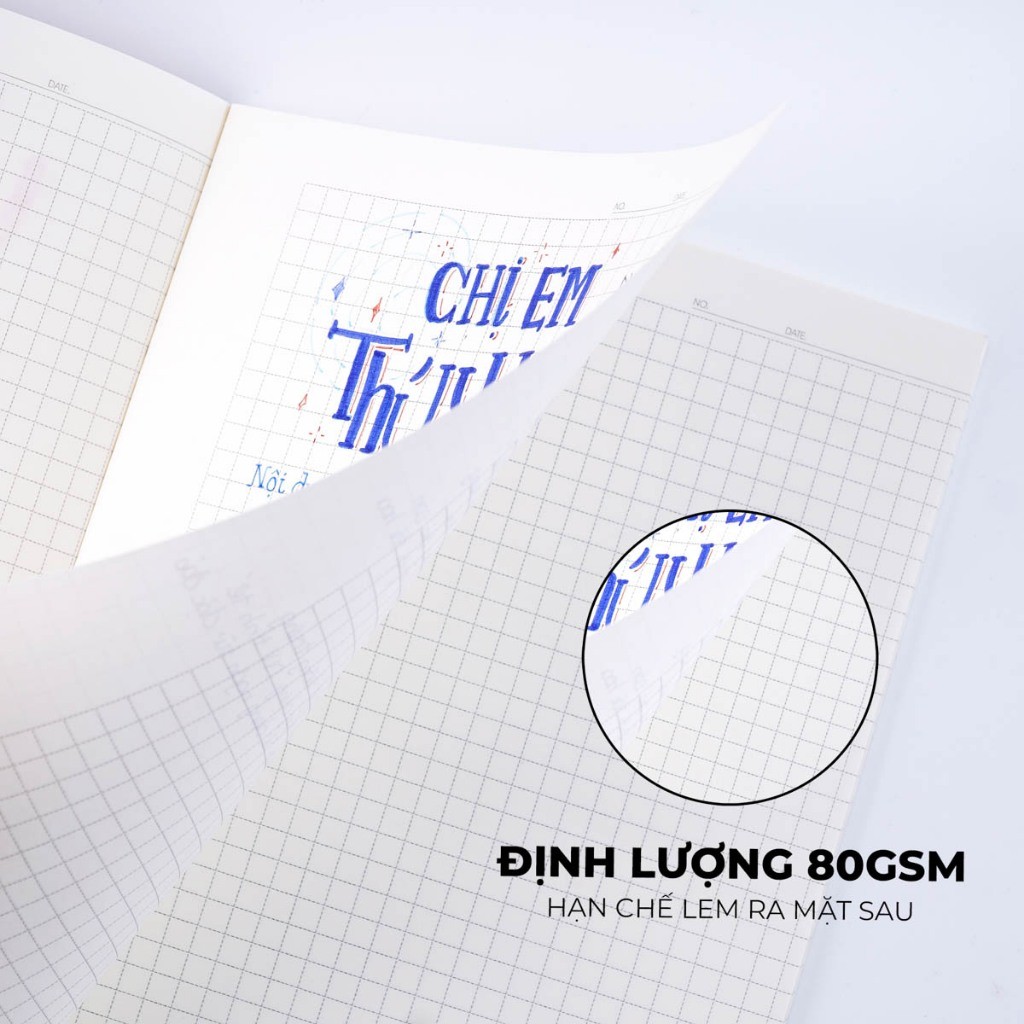Vở Caro 200 Trang  Vở Kẻ Caro 6x6mm 80gsm, Vở Ô Vuông May Gáy Dùng Ghi Chép, Học Ngôn Ngữ, Viết Bài NB5-20-0509 -AT
