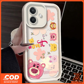 Thích hợp cho VIVO V50 V40 V40 LITE Y04 Y29 Y39 Y03 Y19S Y28 Y17S V30 V29 V29E Y17 Y15 Y11 Y20 Y21 Y20S Y33S Y21T Y21S Y12S Hoạt Hình Dễ Thương Hoa Bóng Gấu Dâu Tây Chống Sốc TP