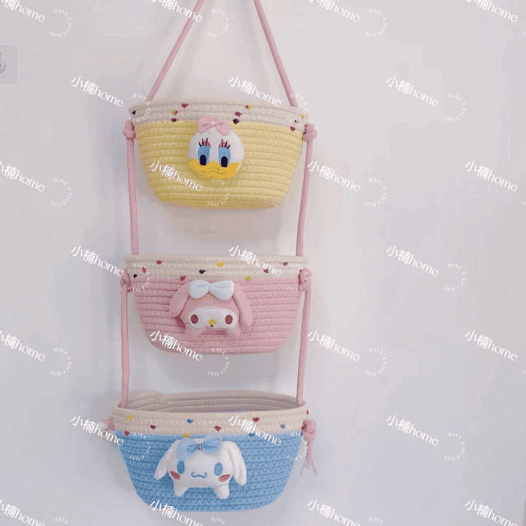 💦Túi Treo Hoạt Hình Treo Tường Giỏ Chứa Đồ Treo Giỏ Ký Túc Xá Phòng Treo Tường Phòng Ngủ Sợi Z6TR