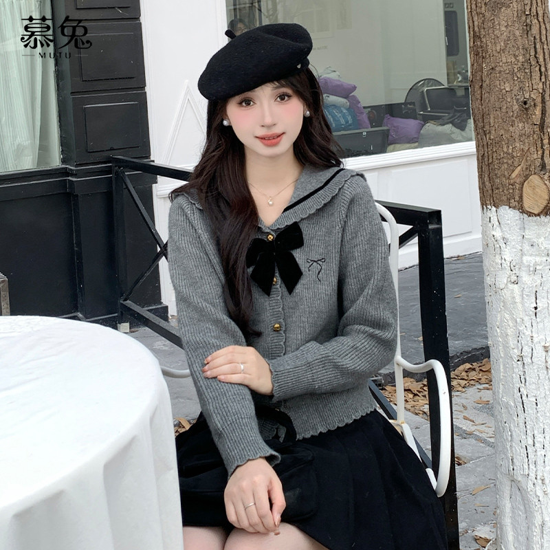 Mutu Pháp Nơ Áo Len Cardigan Nữ 2026 Phong Cách Mới Mùa Xuân Cao Cấp Rời Dài Tay Áo Len Top