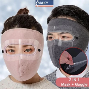 Onetimingcool Mới Ngoài Trời Mùa Đông Ấm Áp Toàn Bộ Mặt nạ Đi Xe Đạp Chống Gió Có Thể Tháo Rời Kính Mặt nạ Mũ VN