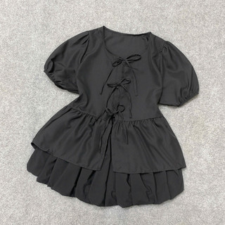 Set Bigsize Nữ Áo Babydoll Tay Phồng Cột Nơ Xinh Xắn Phối Chân Váy  Bí Xòe Lưng Chun Có Bảo Hộ - SET ( A191-CV413)