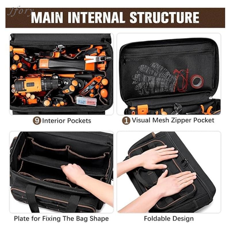 Jfory Túi đựng dụng cụ đa năng cho thợ mộc, điện, thủ công, sắp xếp thoải mái