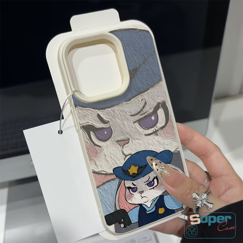 Ốp Lưng Tương Thích Cho IPhone 16 15 11 13 14 12 Pro Max X XS Max XR 14 12 Pro Max 16 15 14 Plus Cặp Đôi Hoạt Hình Thời Trang Dễ Thương Thỏ Cáo Họa Tiết Da Cảm Thấy Da