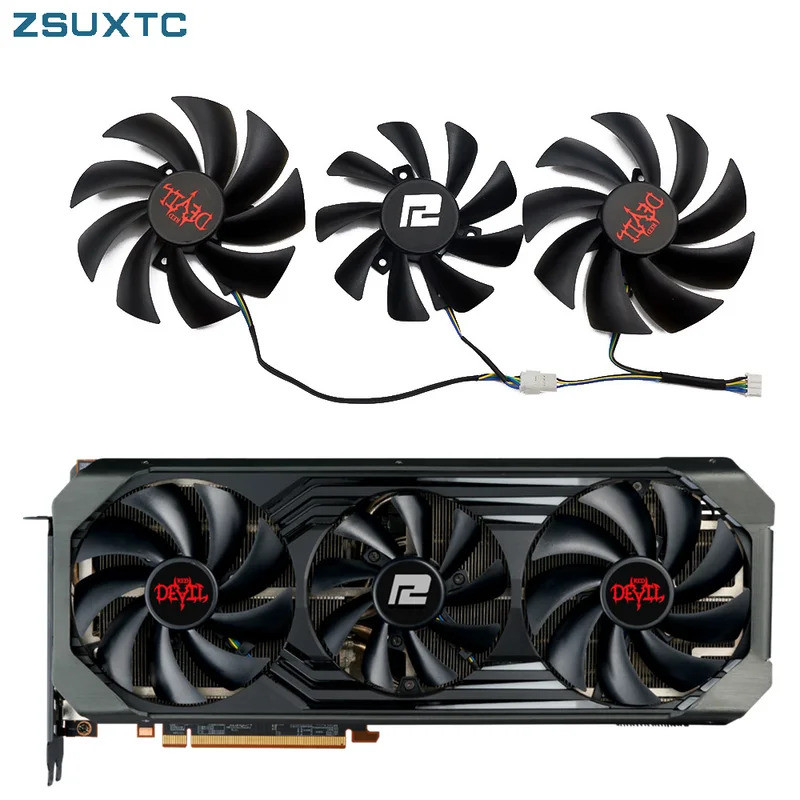 FD8015U12D Card Video Quạt Làm Mát RX6700XT RX6800XT Cho PowerColor RX 6800XT 6800 XT 6900XT ĐỎ DRAGON Quạt Card Đồ Họa