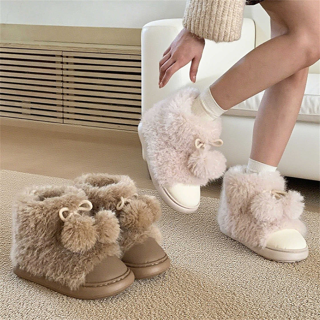 XIXITIAO Giày Bốt Tuyết Phong Cách Hàn Quốc Lông Cừu Lót Ấm Áp Nữ Thoải Mái Dễ Thương Thường Ngày Mùa Đông Phong Cách Mới Bên Ngoài Mặc