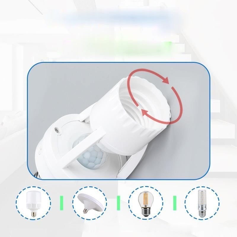 【COD】*Đui đèn xoáy cảm biến thông minh tiết kiệm điện, tự động bật/tắt theo chuyển động, thiết kế chống trượt
