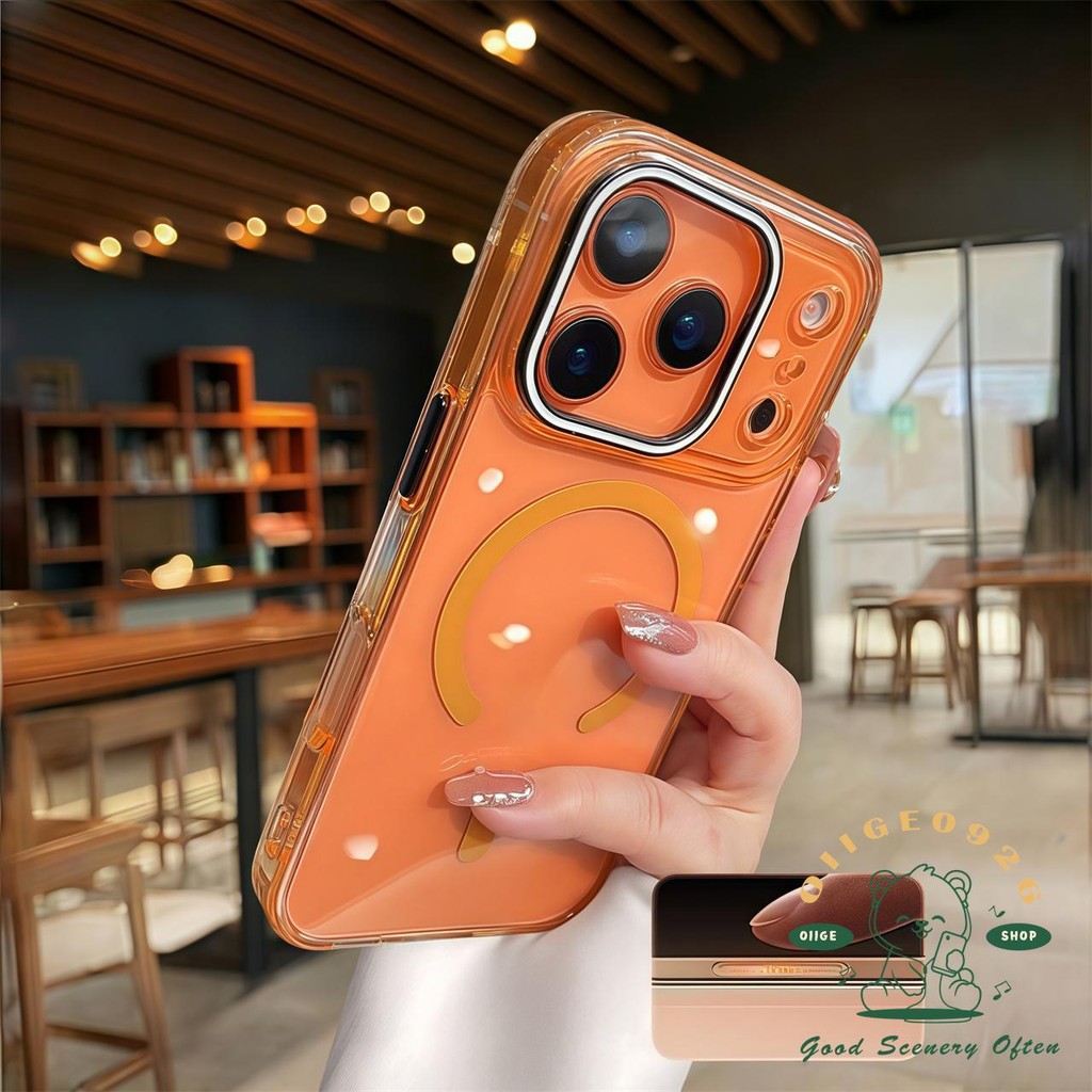 【 Ốp lưng iPhone17 】 Vỏ điện thoại từ tính pha lê đá cam iphone17 Pro Max 16 15 14 13 cho vỏ iPhone vỏ mềm silicon TPU chống sốc
