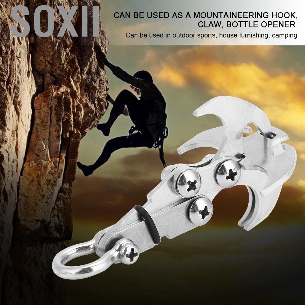 Soxii Gravity Grappling Hook Survival Carabiner Công cụ leo trèo có thể gập lại ngoài trời