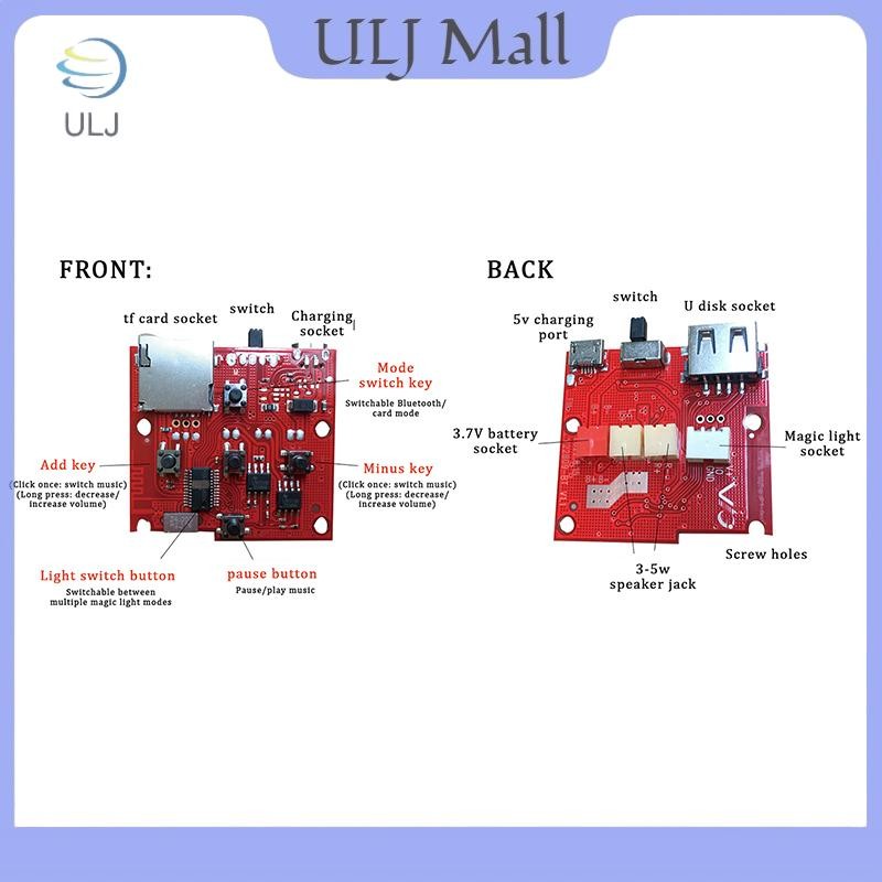 Mô-đun loa điện tử không dây ULJ PCB với bộ khuếch đại Bộ giải mã Mp3 Đài FM Bảng mạch âm thanh LED Mô-đun không dây kênh kép.