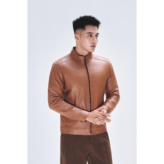 Áo khoác da cừu cao cấp nam Racer form trơn slimfit tôn body đi tiệc đi làm Fttleather Da thật AD201