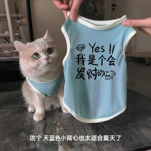 Quần Áo Cho Chó Mèo Mùa Xuân Mùa Hè Thú Cưng Mèo Bạc Chuyển Màu Xanh Mèo Chống Trơn Thoáng Khí Dễ Thương Mát Băng Lụa Áo Vest