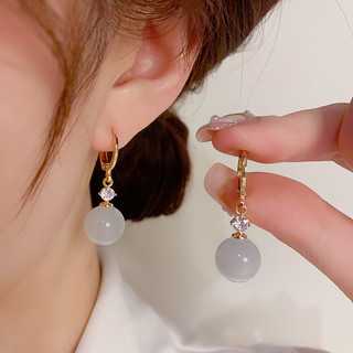 Bông tai kim cương mắt mèo vàng 18K - Trang sức nữ không gây dị ứng