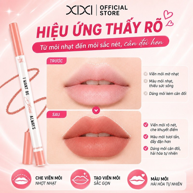 Xixi Bút Kẻ Môi Quả Lê Mềm Mại Dễ Thoa Không Khô Tôn Lên Làn Da Sáng Mịn, Giá Rẻ Cho Sinh Viên D647