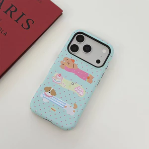 Ốp lưng iPhone "Cute Puppy" chấm bi màu xanh lá cây Vỏ xúc xích cho chó & bánh Một hộp đựng có thể tháo rời 2 trong 1 cho Apple 11 12 13 14 15 16 17 / Pro Max và Pro Plus Series có họa tiết ở mặt sau