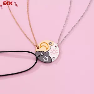 ECK 3 Cái / bộ Mặt Trời Trăng Ngôi Sao Mặt Dây Chuyền Nelace Người Bạn Thân Nhất Bff Tình Bạn Cặp Đôi Nelace Trang Sức Thời Trang HOT