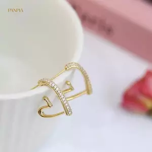 PNPIA- 1 Cặp Hợp Thời Trang Phong Cách Đơn Giản Màu Vàng Bông Tai Pha Lê Thời Trang Trái Tim Tối Giản Tai Dành Cho Nữ Cô Gái Dự Tiệc Trang Sức Quà Tặng