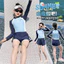 Đồ bơi bé gái Mùa hè Phong cách mới Trẻ em Màu sắc tương phản Áo dài tay + Quần short Đồ bơi thông thường