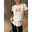 Nơ cay trắng ngọt ngào Slim-fit Áo ngắn nữ Thiết kế mùa hè Cảm giác cô gái nóng bỏng Vai trước ngắn @ -
