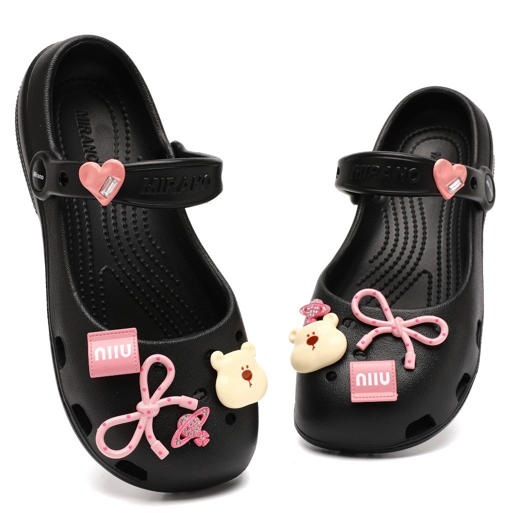 Mirano Nữ Mary Jane Giày Chất Liệu EVA Cao Cấp Decal Charm Siêu Nhẹ Chống Trơn Trượt Lỗ Giày