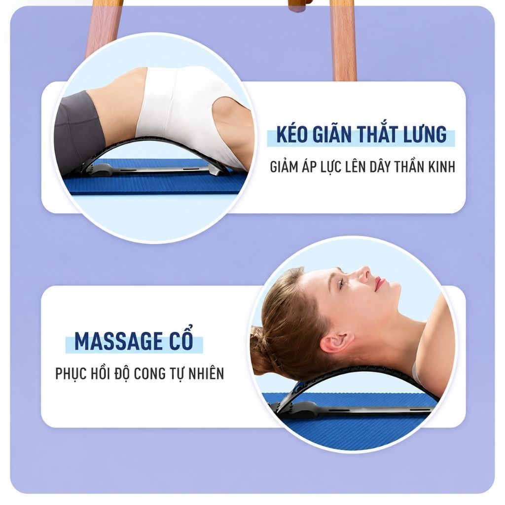 Khung Nắn Chỉnh Cột Sống Lưng 4 Mức Massage Thư Giãn Nhựa PP Cao Cấp Hỗ Trợ Giảm Đau Vai Gáy HOMIE