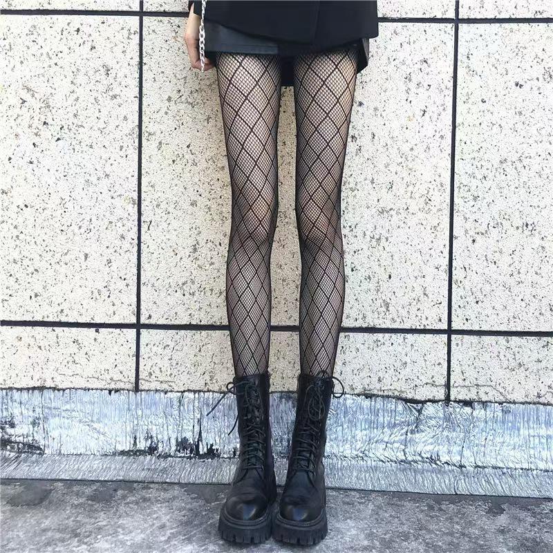 Quần tất lưới nữ Mystelle họa tiết đan chéo co giãn 4 chiều, tôn chân thon, phong cách Y2K