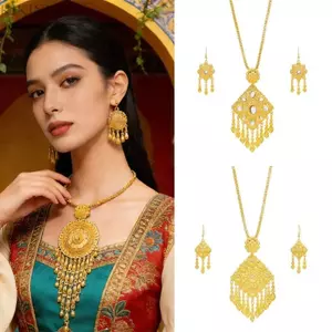 KIKIN Bộ Vòng Cổ Và Bông Tai Viền Đa Năng Dây Chuyền Xương Đòn Hợp Kim Chất Lượng Và Dây Buộc Tai Cho Một Cái Nhìn Phong Cách