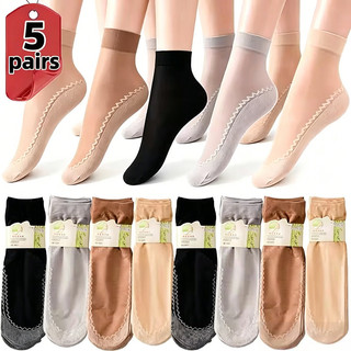 1 / 3 / 5 Đôi Tất Mắt Cá Chân Vô Hình Thoáng Khí Mùa Hè - Tất Ngắn Chống Trơn Trượt Cho Nữ