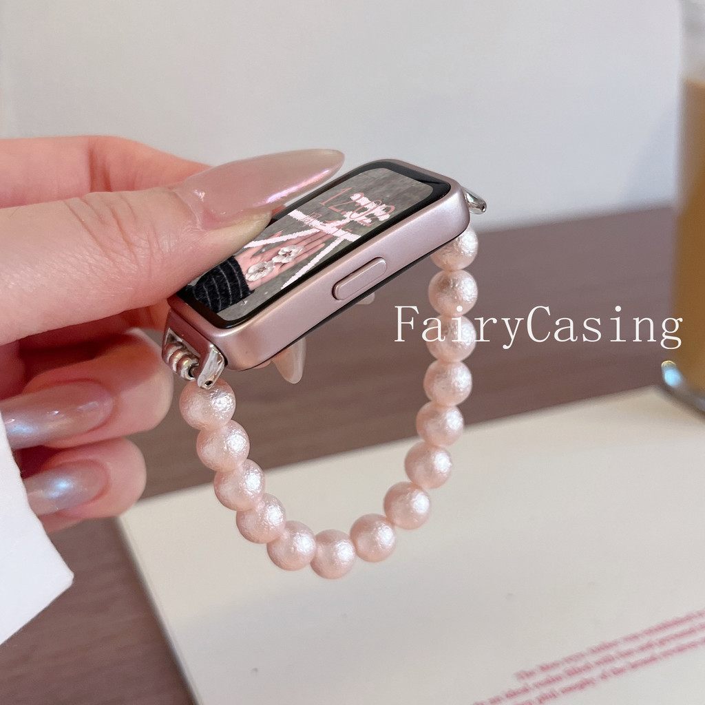 Dây đeo hạt ngọc trai đàn hồi cho Huawei Band 11 Pro 10 9 8 Vòng đeo tay NFC cho Huawei Watch Fit 3 4 5 Pro Dây đeo cổ tay