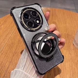 Dành Cho Nova15Max Vỏ Cho Huawei Nova 15 Max 15Max 15Ultra 15Pro Nova15 Max 2026 Giá Đỡ Vòng Giá Đỡ Vỏ Điện Thoại Lá Bling Lấp Lánh Trong Suốt Acrylic Chống Sốc Ốp Lưng