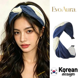 Denim Color Block Băng đô rộng Dây buộc tóc lười để rửa mặt phòng tập thể dục