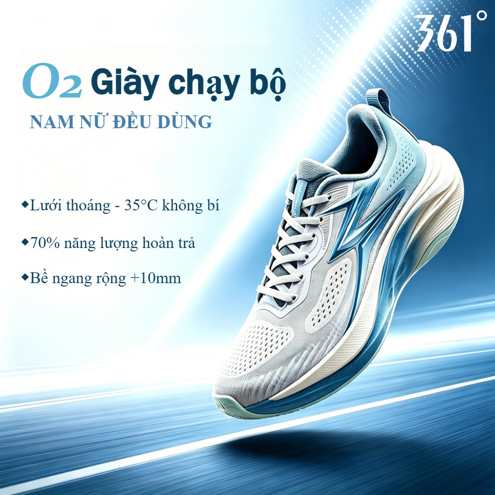 361° 【10km】Giày Chạy Chậm O2 Bề Ngang Rộng Lưới Thoáng Êm Chân Bảo Vệ Đầu Gối Chạy Mới 2026