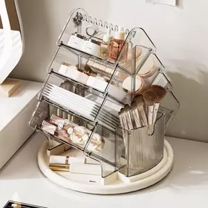 Xoay Máy Tính Để Bàn Hộp Bảo Quản Trong Suốt Bàn Văn Phòng Phẩm Đồ Lặt Vặt Giá Để Đồ Dung Tích Lớn Sắp Xếp Hộp Bảo Quản