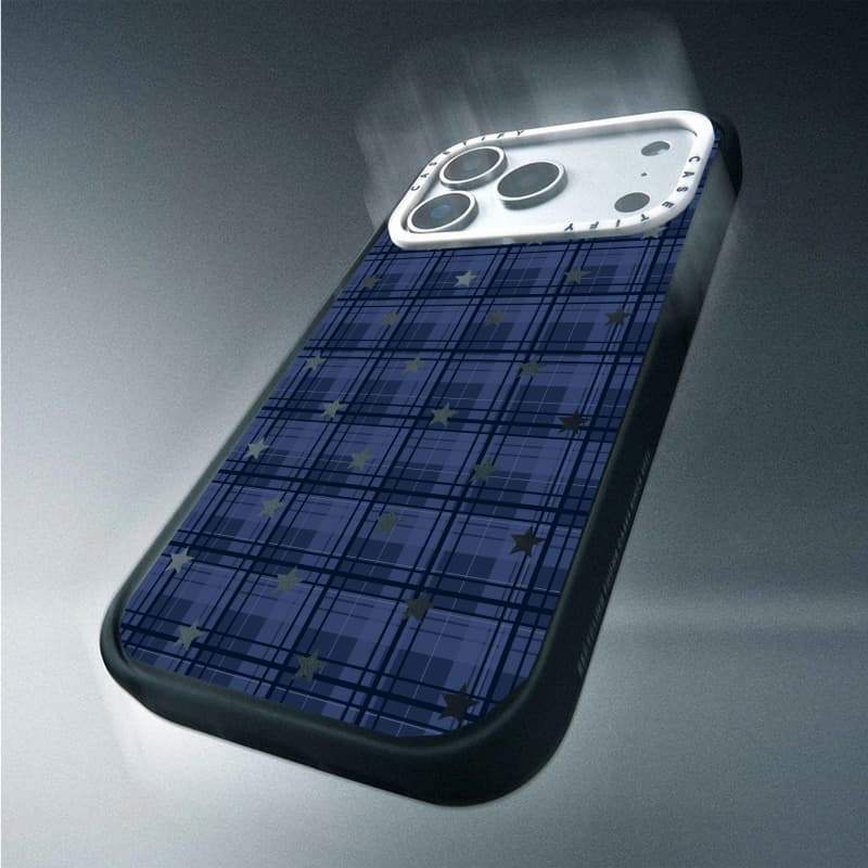CASECASE X Blue Checker Star Case White Camera Ring Edition Matte Đen Cứng Hút Từ Tính Tác Động Dành Cho Apple IPhone 13 14 15 16 17 Pro Max Air Plus Có Hộp
