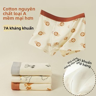 Quần lót bé trai cotton A kháng khuẩn - Quần đùi boxer tinh chải mềm mại 2 lớp thoáng khí