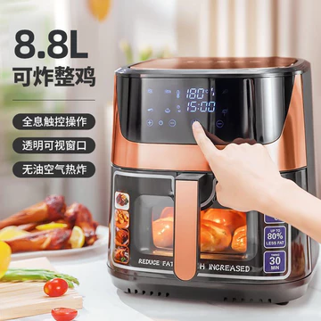 Nồi chiên không dầu gia đình dung tích lớn, nồi chiên điện bằng thép không gỉ có cửa kính, máy chiên không dầu đa chức n