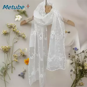 Khăn ren nữ METUBE, Khăn choàng chống nắng phiên bản Hàn Quốc thêu hoa, Khăn trùm đầu nữ dài cổ điển
